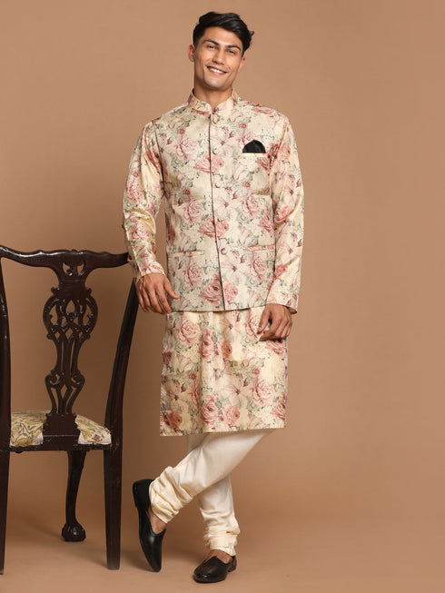 Men's Beige Printed Jacket